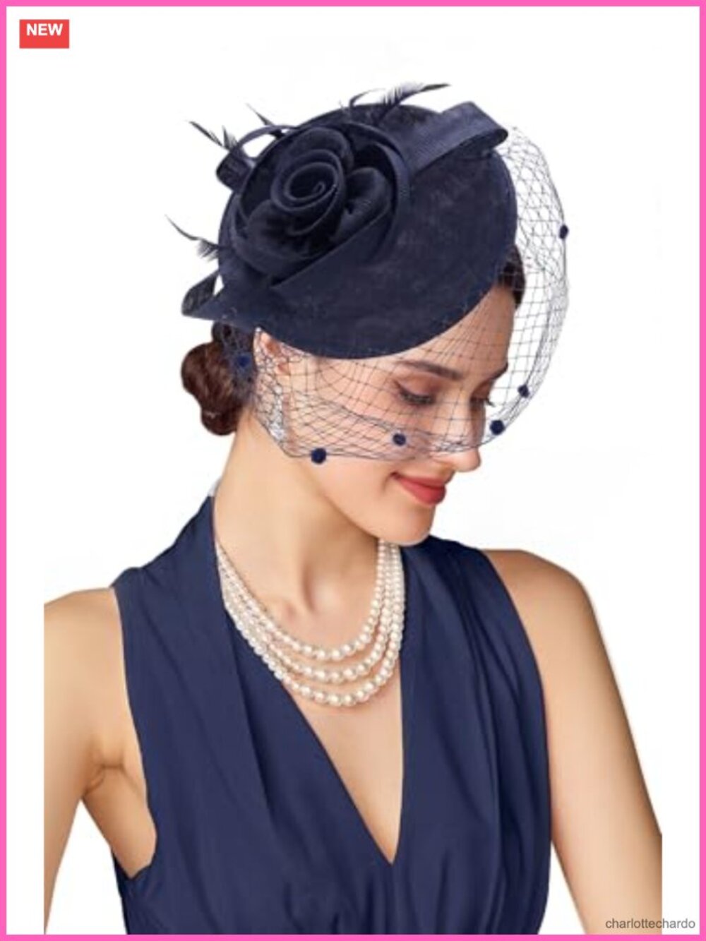 BABEYOND Fascinator Hat Women Flower Veil Feather Pillbox Derby